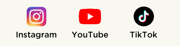 Logos der Plattformen Instagram, YouTube und TikTok