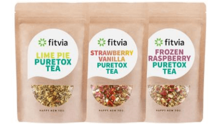 Foto von drei Produkten der Marke "fitvia"